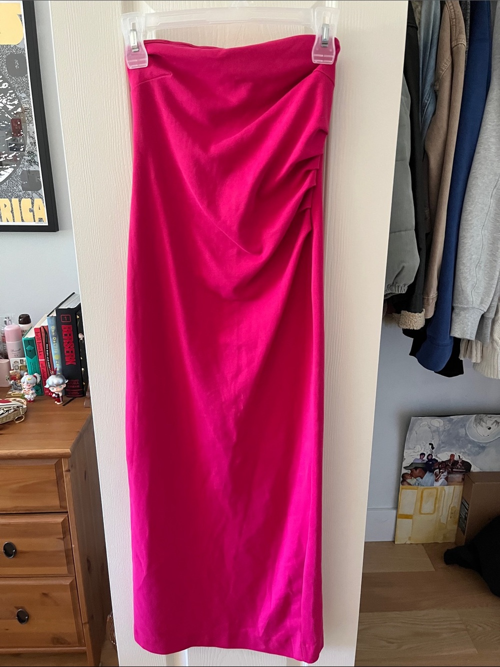 Zara Strapless Dress in Hot Pink